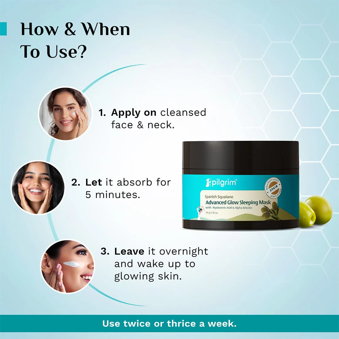 Spanish Squalane Advanced Glow Sleeping Mask with Hyaluronic Acid & Alpha Arbutin - Image 5